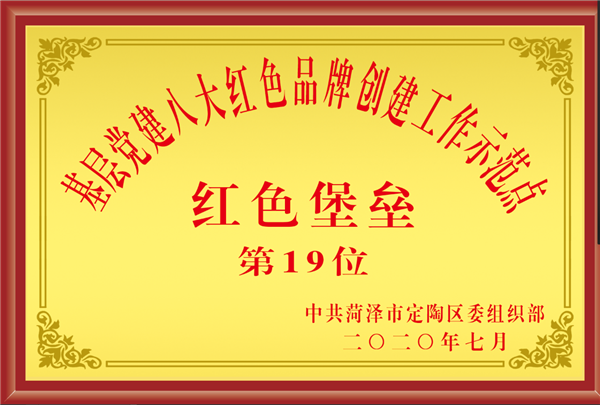榮譽資質(zhì)--“紅色堡壘”第19位