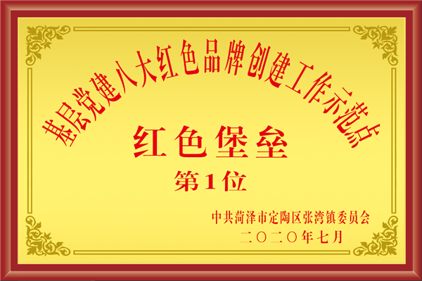 榮譽資質(zhì)--“紅色堡壘”第1位